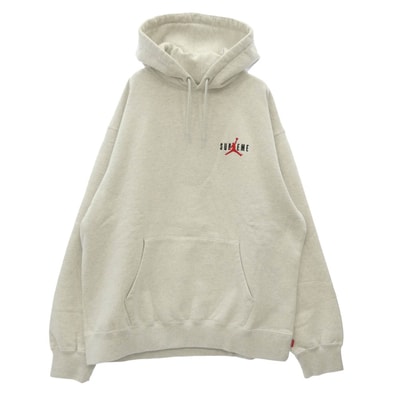 Supreme シュプリーム パーカー 24AW HF0836-051 x Jordan ジョーダン Hooded Sweatshirt ジャンプマン刺繍 フーディー スウェットシャツ パーカー グレー系 L【極上美品】【中古】