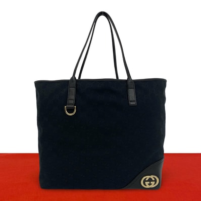 GUCCI グッチ GG 柄 インターロッキングG 金具 レザー キャンバス トートバッグ ブラック
17766