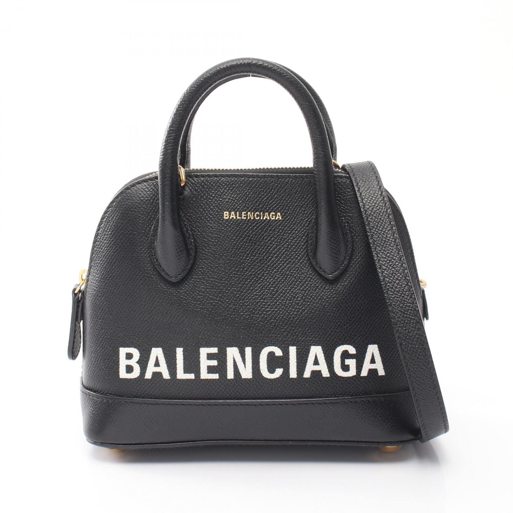 バレンシアガ BALENCIAGA ビルトップハンドルXXS 2WAY ハンドバッグ バッグ レザー レディース ブラック系 525050 【中古】
