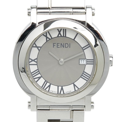フェンディ オロロジ 2針 クアドロ 腕時計 6100L クオーツ グレー文字盤 ステンレススチール レディース FENDI 【中古】