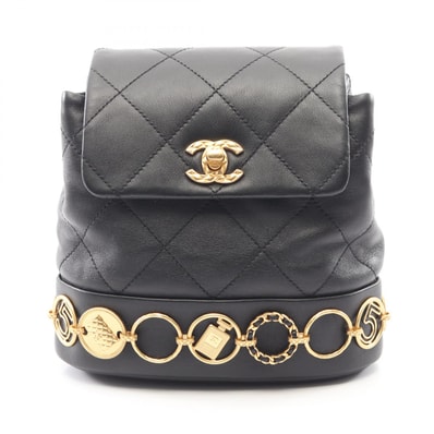 シャネル CHANEL マトラッセ スモール チェーン リュックサック バックパック バッグ ラムスキン(羊革) レディース ブラック系 AS4275 【中古】