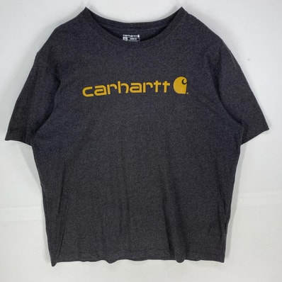 古着 カーハート Carhartt 半袖Tシャツ ビッグロゴ クルーネック ショートスリーブ 2XL グレー系 プリント メンズ