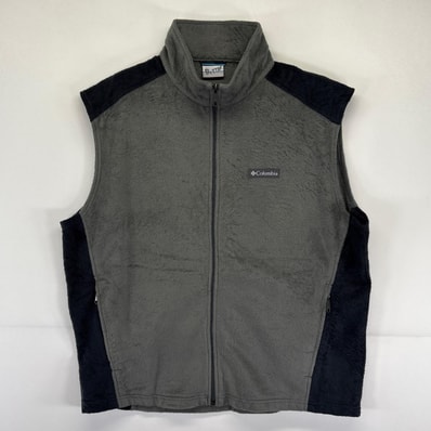 古着 コロンビア Columbia フリースベスト 大きいサイズ フルジップ ワンポイントロゴデザイン アウトドア XL グレー系 メンズ