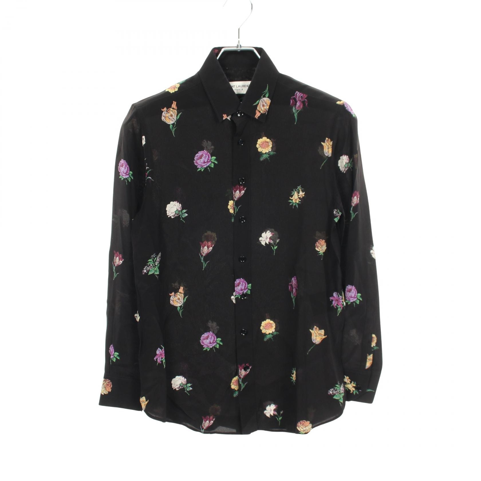 サンローランパリ SAINT LAURENT PARIS 花柄 長袖 衣料品 トップス シルク メンズ ブラック系 / マルチカラー 【中古】