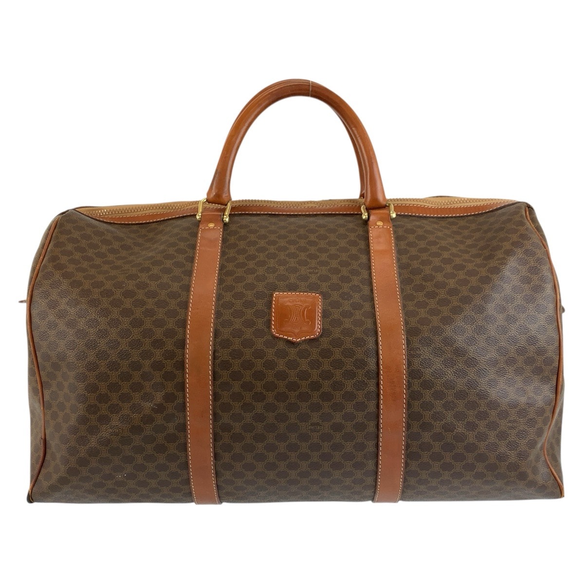 CELINE セリーヌ ヴィンテージ マカダム ブラウン ゴールド金具 PVC レザー/ ボストンバッグ ハンドバッグ 604631 【中古】