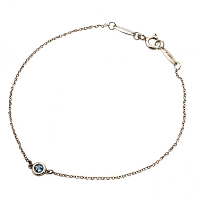 【6jdb0112-k】ティファニー ブレスレット バイザヤード シルバー925 アクアマリン ブルー【中古】レディース