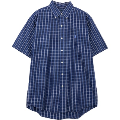 古着 ラルフローレン Ralph Lauren CUSTOM FIT 半袖 ボタンダウン チェックシャツ メンズM相当/eaa660932