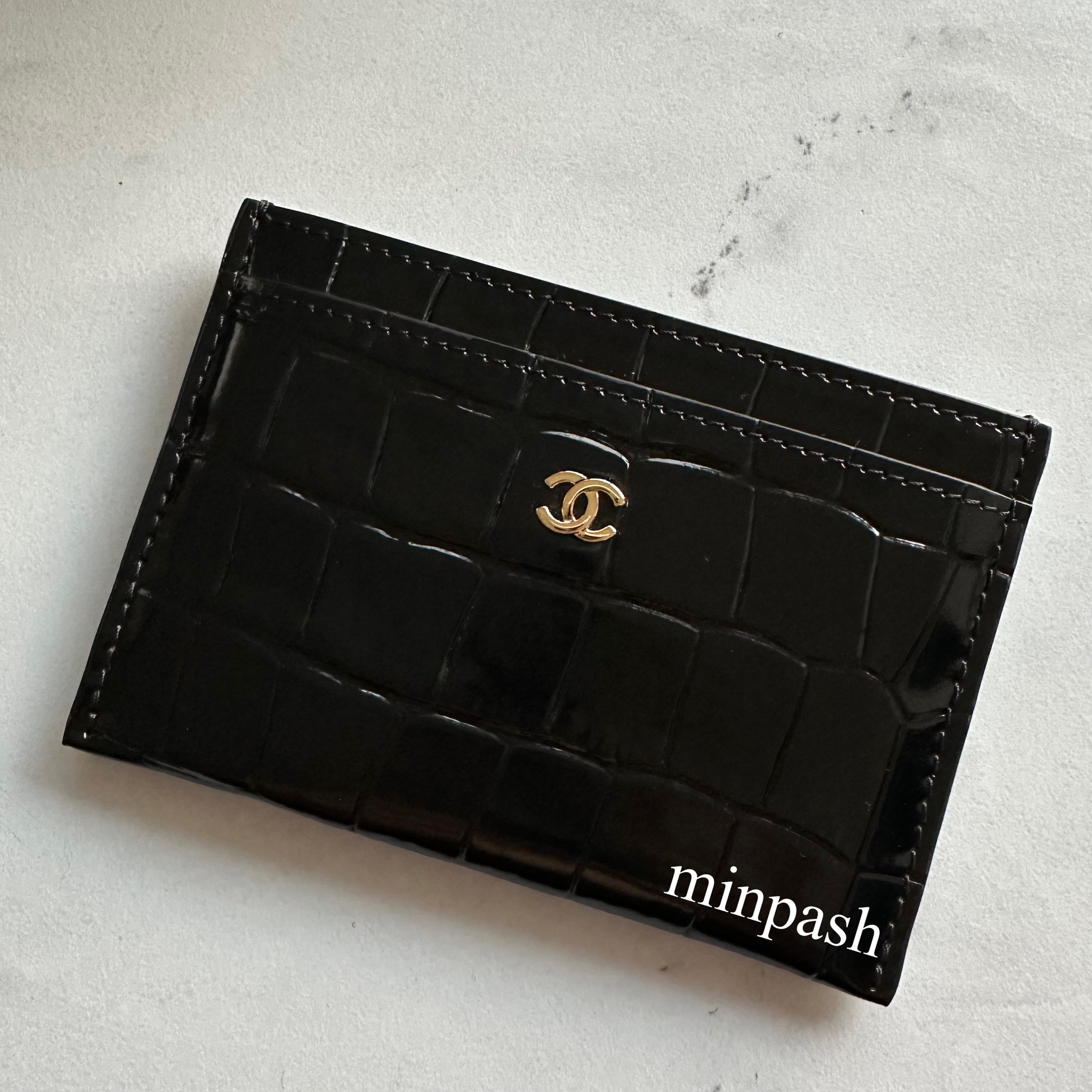 CHANEL ♡ クロコ型押 カードケース 新コレクション 貴重 黒 財布