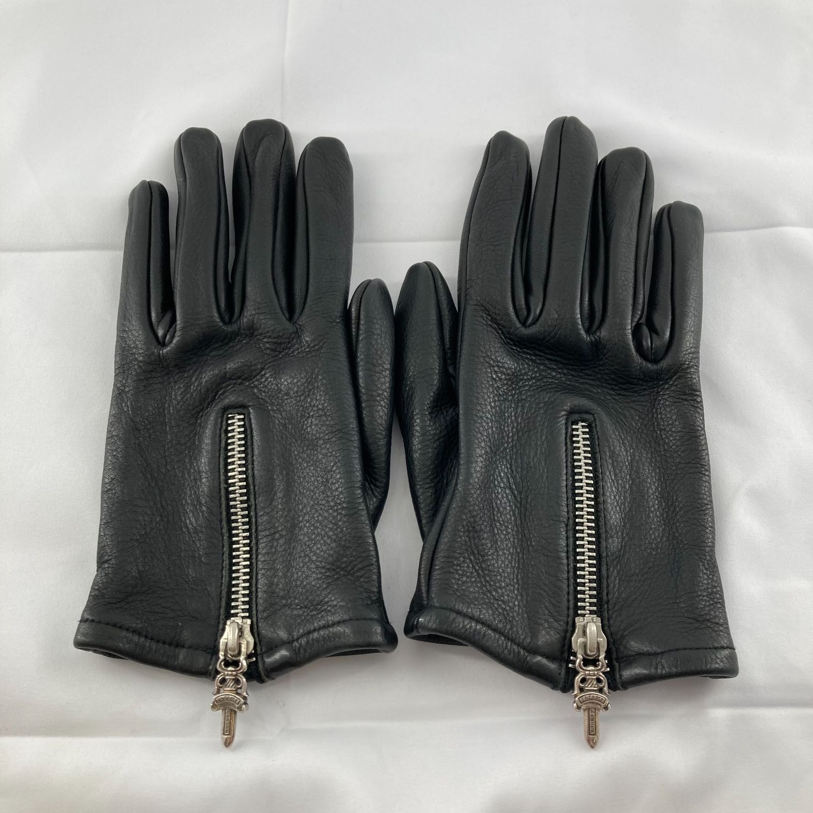 CHROME HEARTS(クロムハーツ) DGR ZIP GROVE ダガージップレザーグローブ ブラック