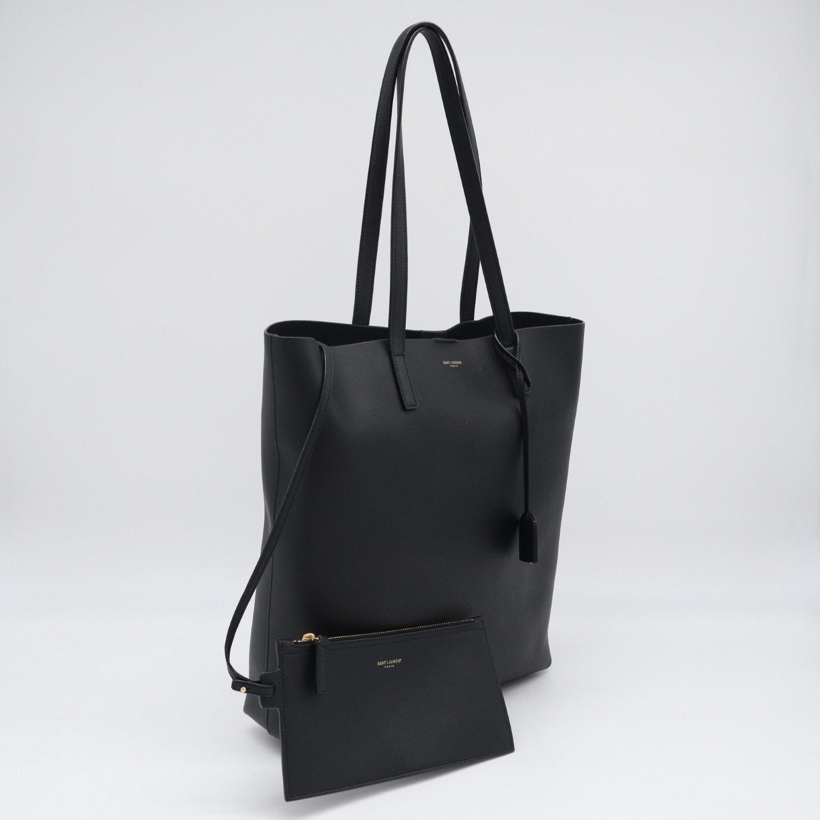 極美品 SAINT LAURENT サンローラン カーフスキン ノースサウス サックショッピング トート 600306 トートバッグ ブラック カーフレザー レディース
