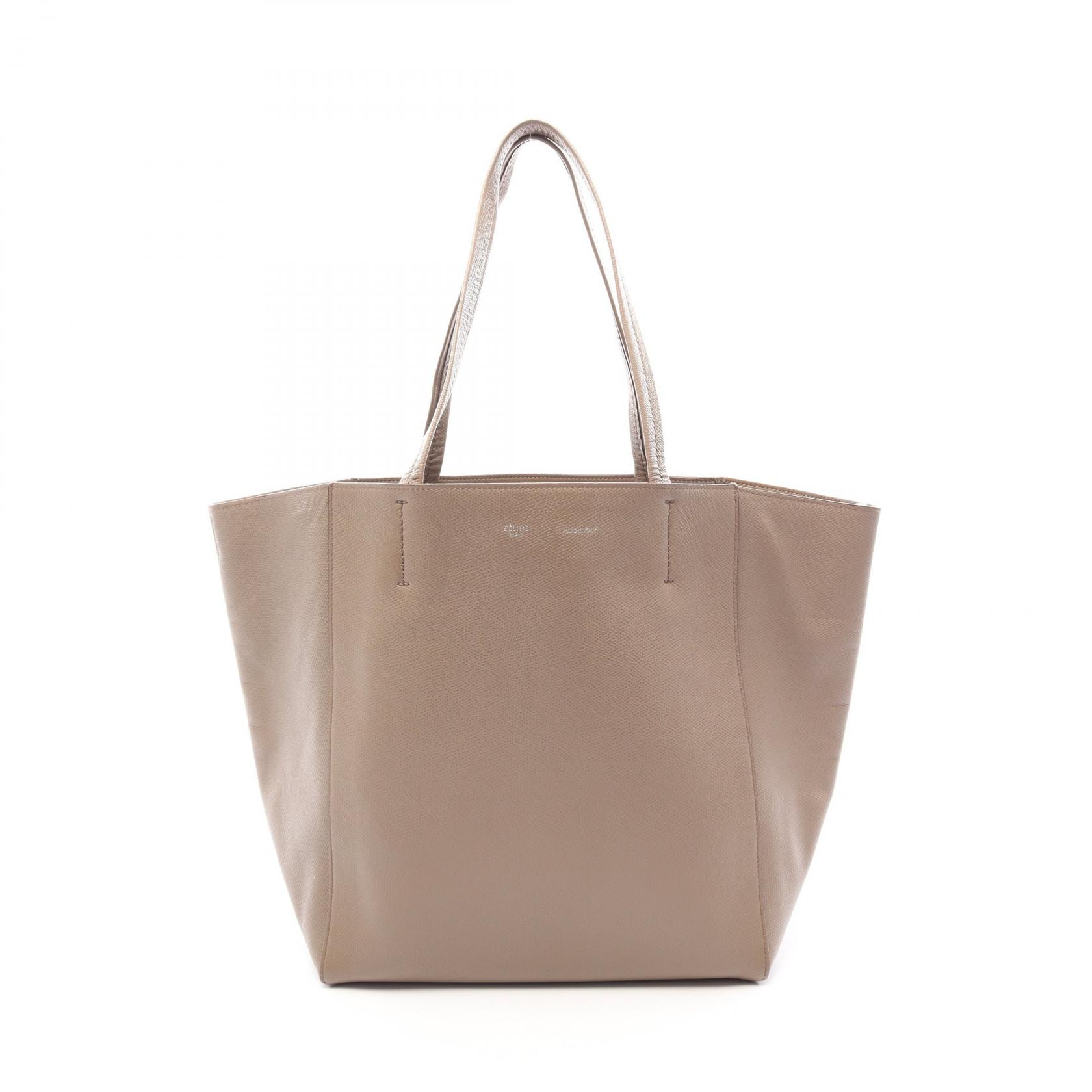セリーヌ CELINE カバファントム スモール トートバッグ バッグ レザー レディース ベージュ系 【中古】
