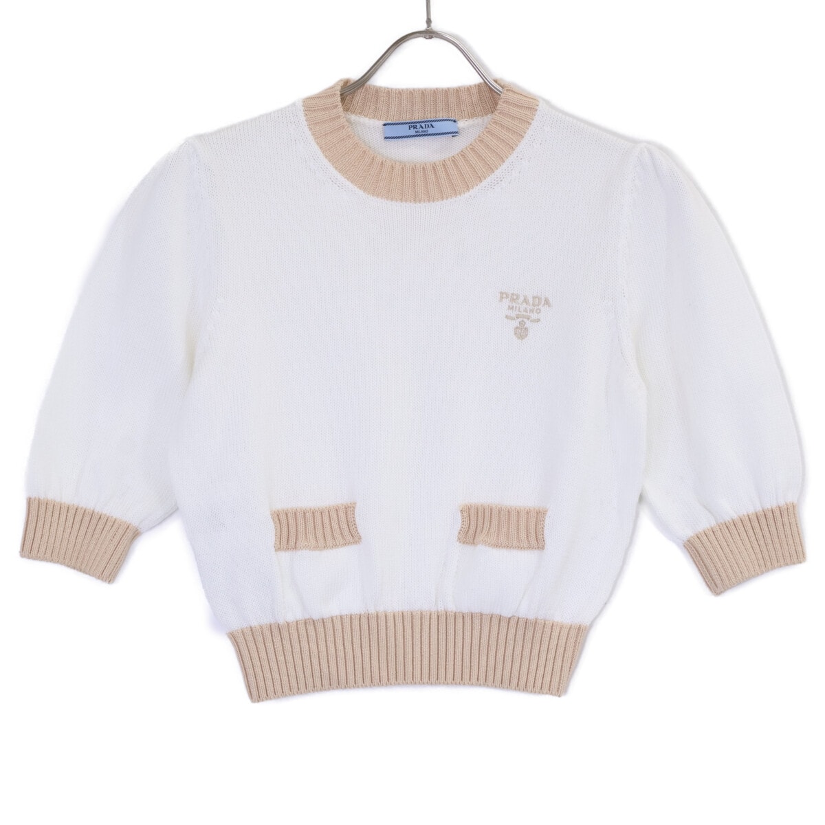 プラダ 【国内正規/23年製】P24I1R ロゴ刺繍 クロップド丈 ニットセーター 38