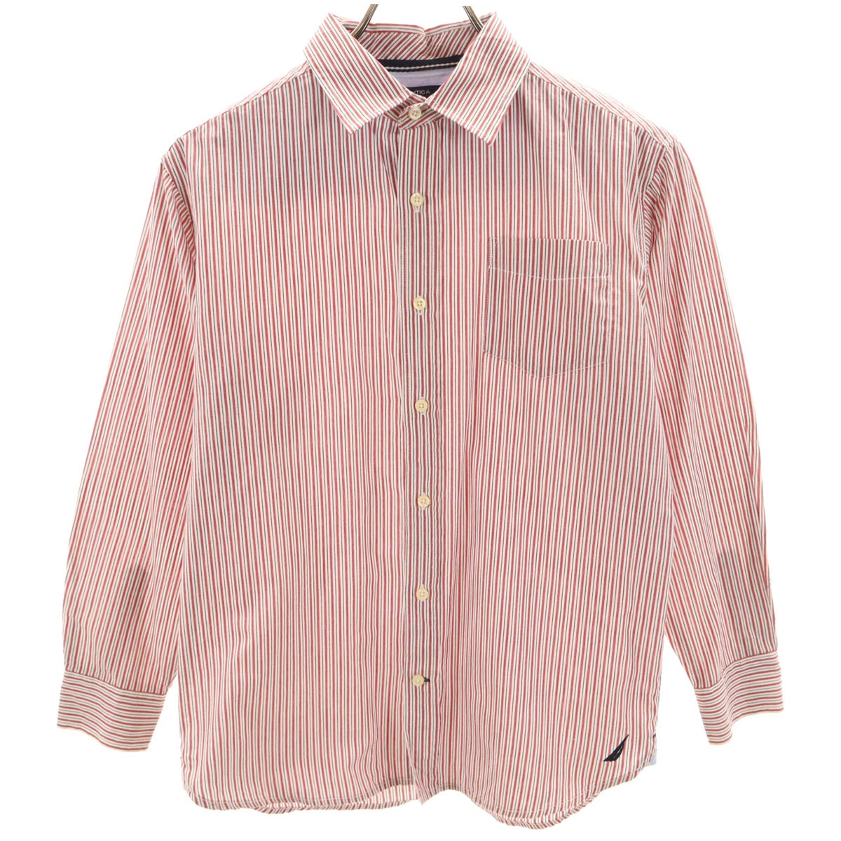 NAUTICA ノーティカ ストライプ柄 長袖 シャツ 14 レッド