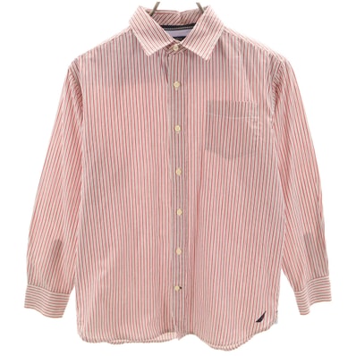NAUTICA ノーティカ ストライプ柄 長袖 シャツ 14 レッド
