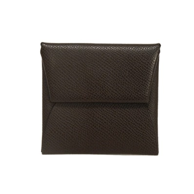 HERMES エルメス バスティア エプソン ダークブラウン シルバー スナップボタン 小銭入れ 財布 ヴォーエプソン ショコラ コインケース