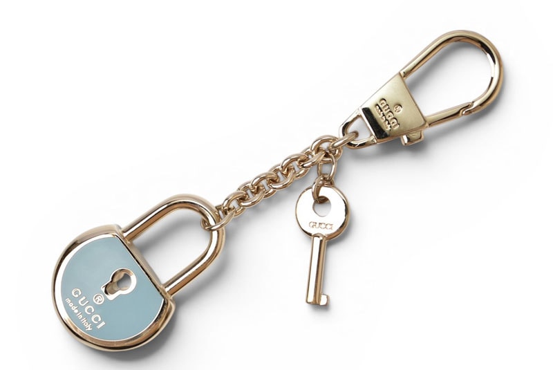 グッチ キーリング/キーホルダー/チャーム GUCCI 南京錠モチーフ ライトブルー【中古】