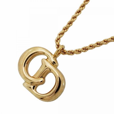 【6jdb0384-k】クリスチャンディオール ネックレス CDロゴ GPメッキ ゴールド【中古】レディース