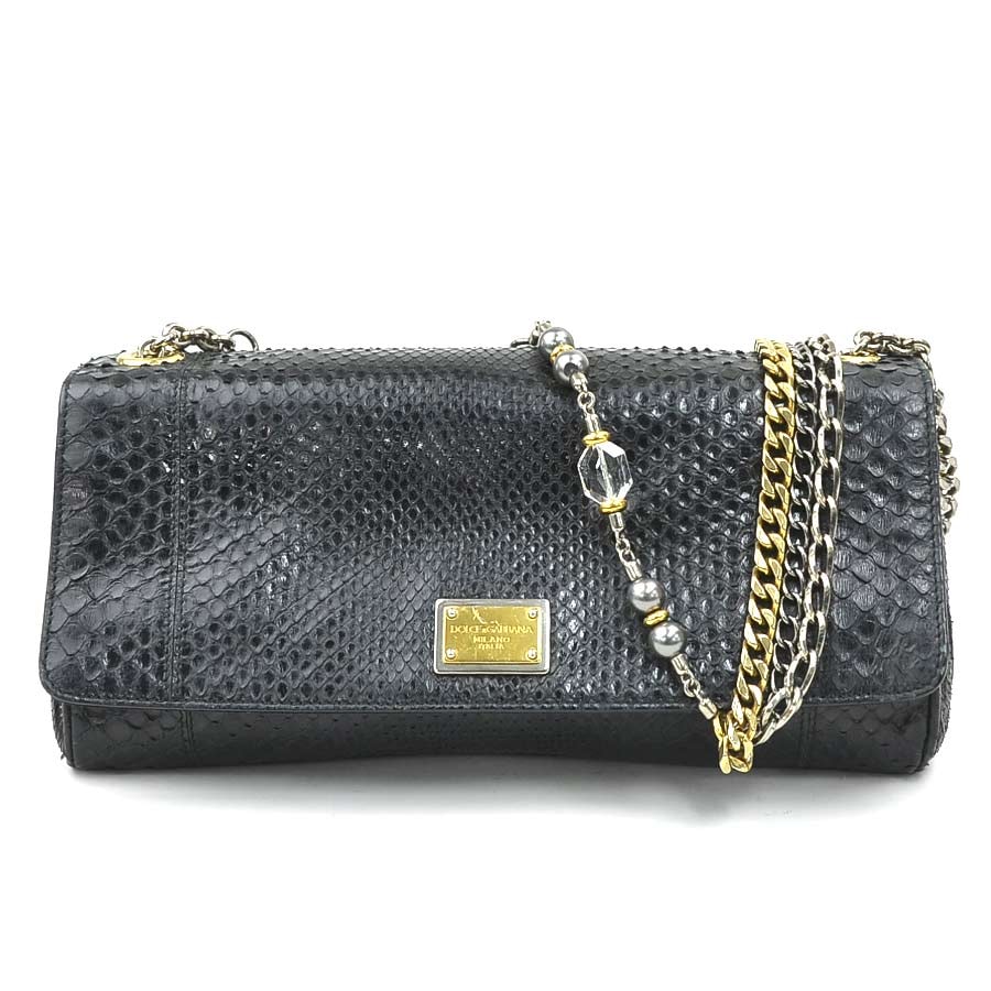 ドルチェアンドガッバーナ DOLCE&GABBANA ショルダーバッグ パイソン ブラック レディース【中古】 h31596a