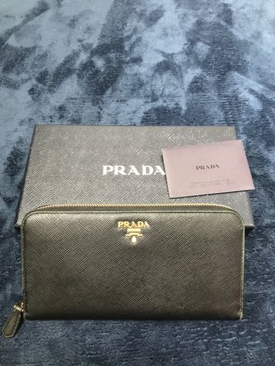 PRADA Saffiano Leather Round Long Wallet "Black"