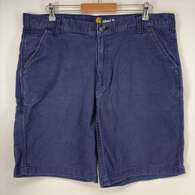 古着 カーハート Carhartt ショートパンツ ワーク ワンポイントロゴ 大きいサイズ ツールポケット ハーフ ダック w40 ネイビー メンズ