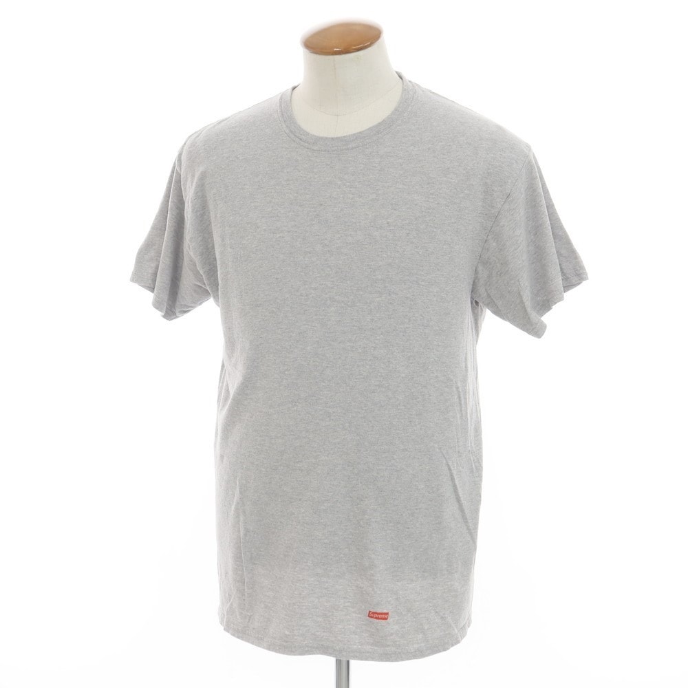 【中古】シュプリーム Supreme Hanes Tagless Tee 半袖Tシャツ ライトグレー【サイズM】【メンズ】
