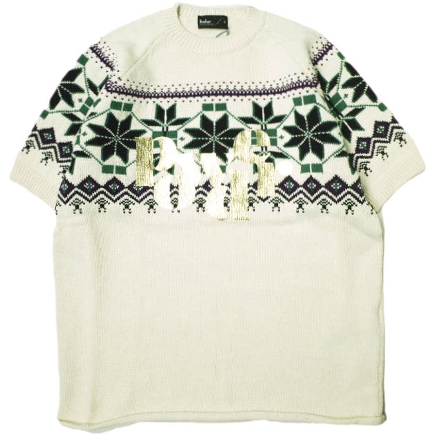 新品 kolor カラー 24SS 日本製 ノルディック柄ショートスリーブニット 24SCM-N02302 5 OFF WHITE セーター 定価69,300円 半袖 Tシャツ トップス g22135