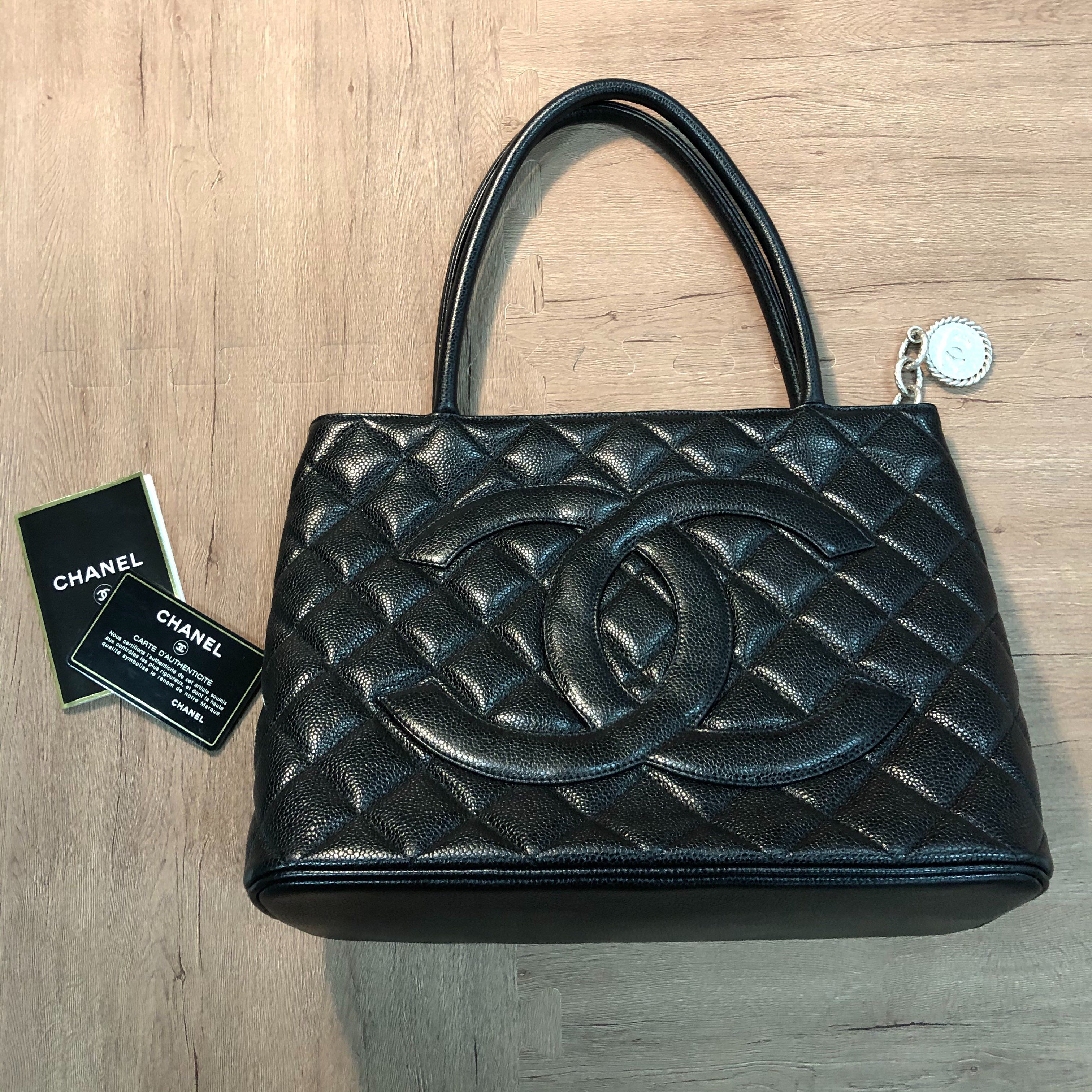 CHANEL Matelasse Coco Mark Tote Caviar Skin "Black/Silver"