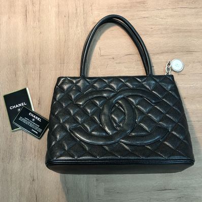 CHANEL Matelasse Coco Mark Tote Caviar Skin "Black/Silver"