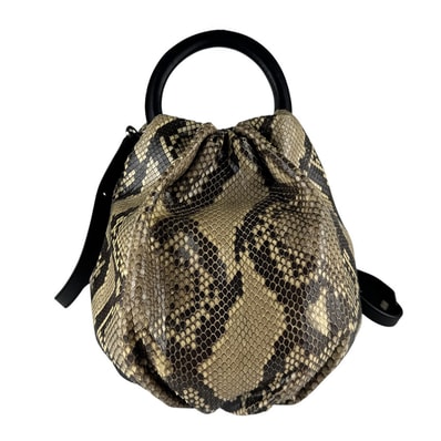 ロエベ LOEWE ハンドバッグ ショルダーバッグ バウンスバッグ パイソン/レザー ブラウン系/ブラック レディース【中古】 z9831