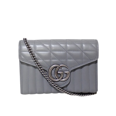 GUCCI グッチ GGマーモント キルティング チェーン ショルダーバッグ 474575 グレー レディース チェーンウォレット