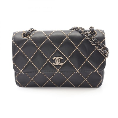 シャネル CHANEL ワイルドステッチ ショルダーバッグ バッグ レザー レディース ブラック系 【中古】