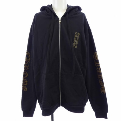 Chrome Hearts Vertical Logo Zip Up Hoodie "Black/Army Green"