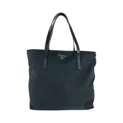 PRADA プラダ テスート 三角ロゴプレート ブラック 黒 シルバー金具 ナイロン トートバッグ ショルダーバッグ 506397 【中古】