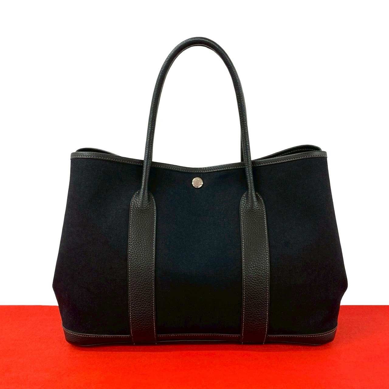 HERMES エルメス ガーデンパーティPM トワルオフィシエ ネゴンダ トートバッグ ブラック
 32063