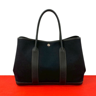 HERMES エルメス ガーデンパーティPM トワルオフィシエ ネゴンダ トートバッグ ブラック
32063