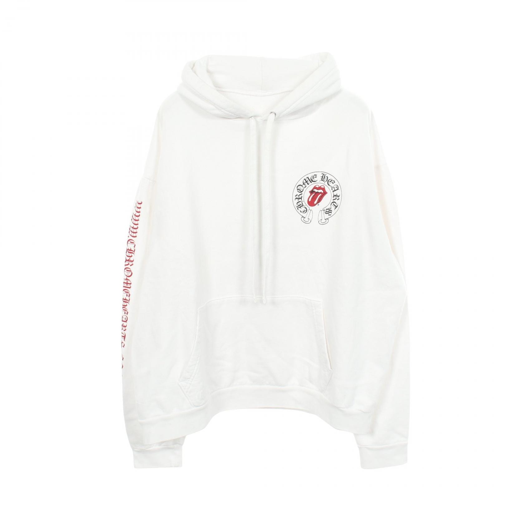 クロムハーツ CHROME HEARTS Chrome Hearts × The Rolling Stones リップ&タン ホースシュー 裏起毛 パーカー 衣料品 トップス コットン メンズ ホワイト系 【中古】