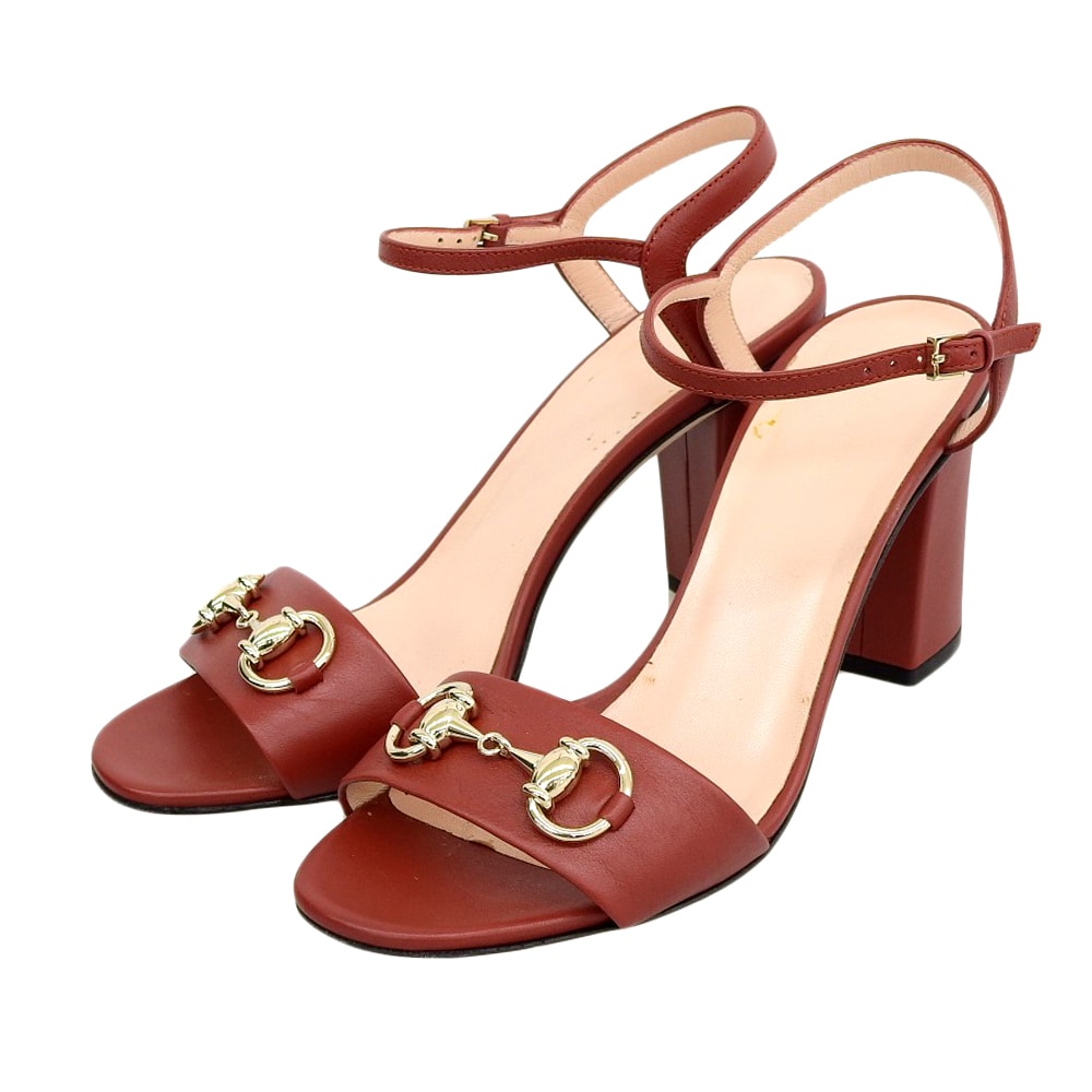 グッチ レザー ホースビット パンプス レディース レッド 36 1/2 36.5