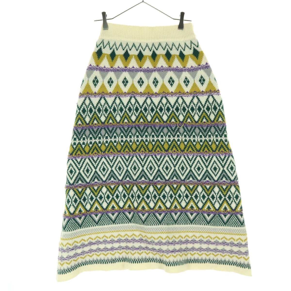 BEAMS HEART ビームスハート ノルディック柄 ニット ロングスカート ホワイト