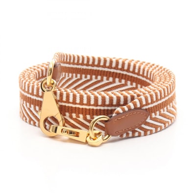 エルメス HERMES バンドリエール サングル カヴァル ショルダーストラップ アクセサリー レザー トワル / ヴォースイフト トワル ゴールド B刻印(2023年製造) レディース ホワイト系 / ブラウン系 【中古】