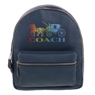 COACH コーチ リュック デイパック ジェス ミディアム バッグパック F76772 レザー ネイビー レディース【中古】