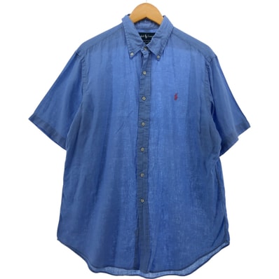古着 ラルフローレン Ralph Lauren CLASSIC FIT クラシックフィット ボタンダウン 半袖 リネンシャツ メンズL相当/eaa553987