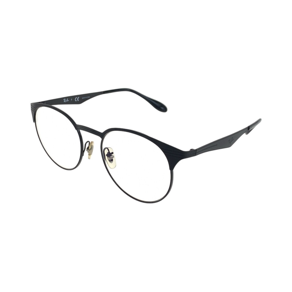 美品 Ray-Ban レイバン ブラック 黒 シルバー金具 スチール メガネ 伊達メガネ 男女兼用 506770 【中古】