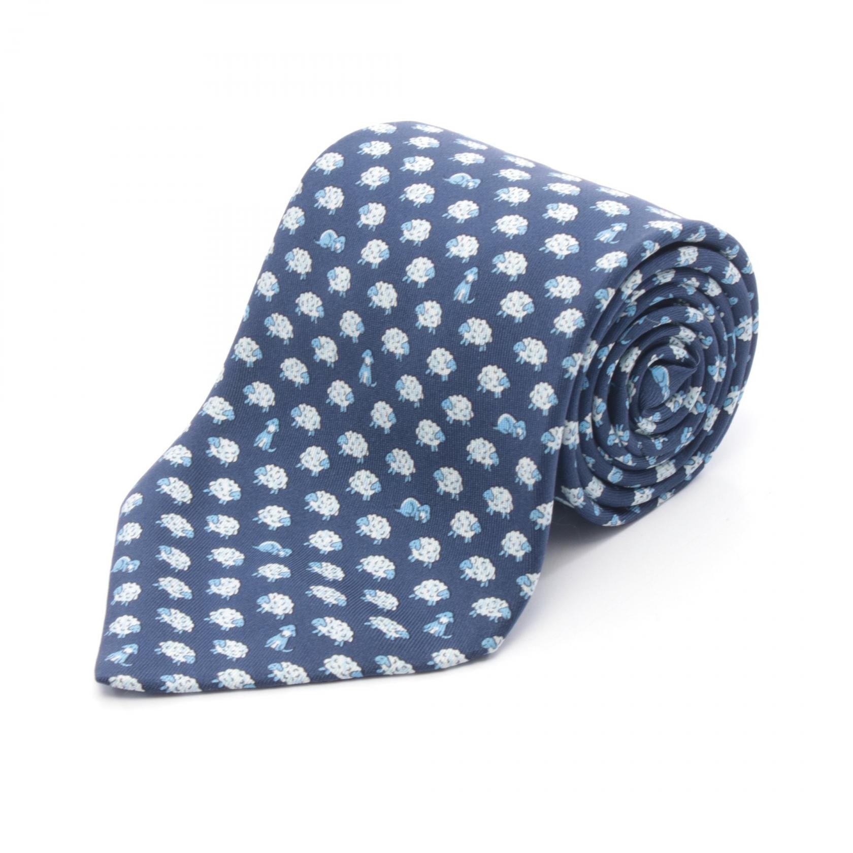 エルメス HERMES ネクタイ 衣料品 シルク シルク メンズ ネイビー系 / ブルー系 5209IA 【中古】