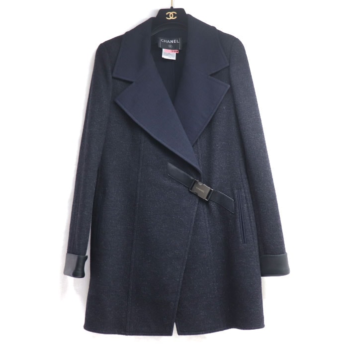 CHANEL シャネル ラップコート グレー ネイビー P15883V08834 38 レディース【中古】