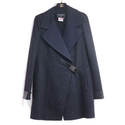 CHANEL シャネル ラップコート グレー ネイビー P15883V08834 38 レディース【中古】