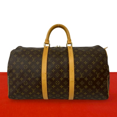 LOUIS VUITTON ルイヴィトン キーポル50 モノグラム レザー PVC ボストンバッグ ブラウン
46814