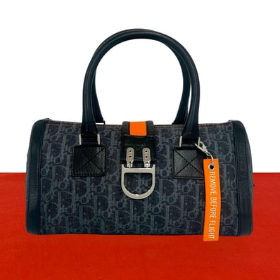 Christian Dior ディオール イースト ウエストバッグ フライト トロッター デニム レザー ハンドバッグ ネイビー
42790