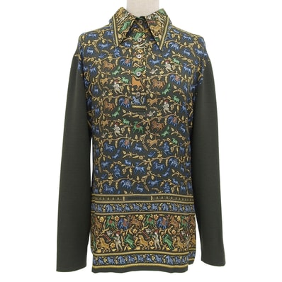 極美品 エルメス 長袖ポロシャツ CHASSEEN INDE マルチ レディース M