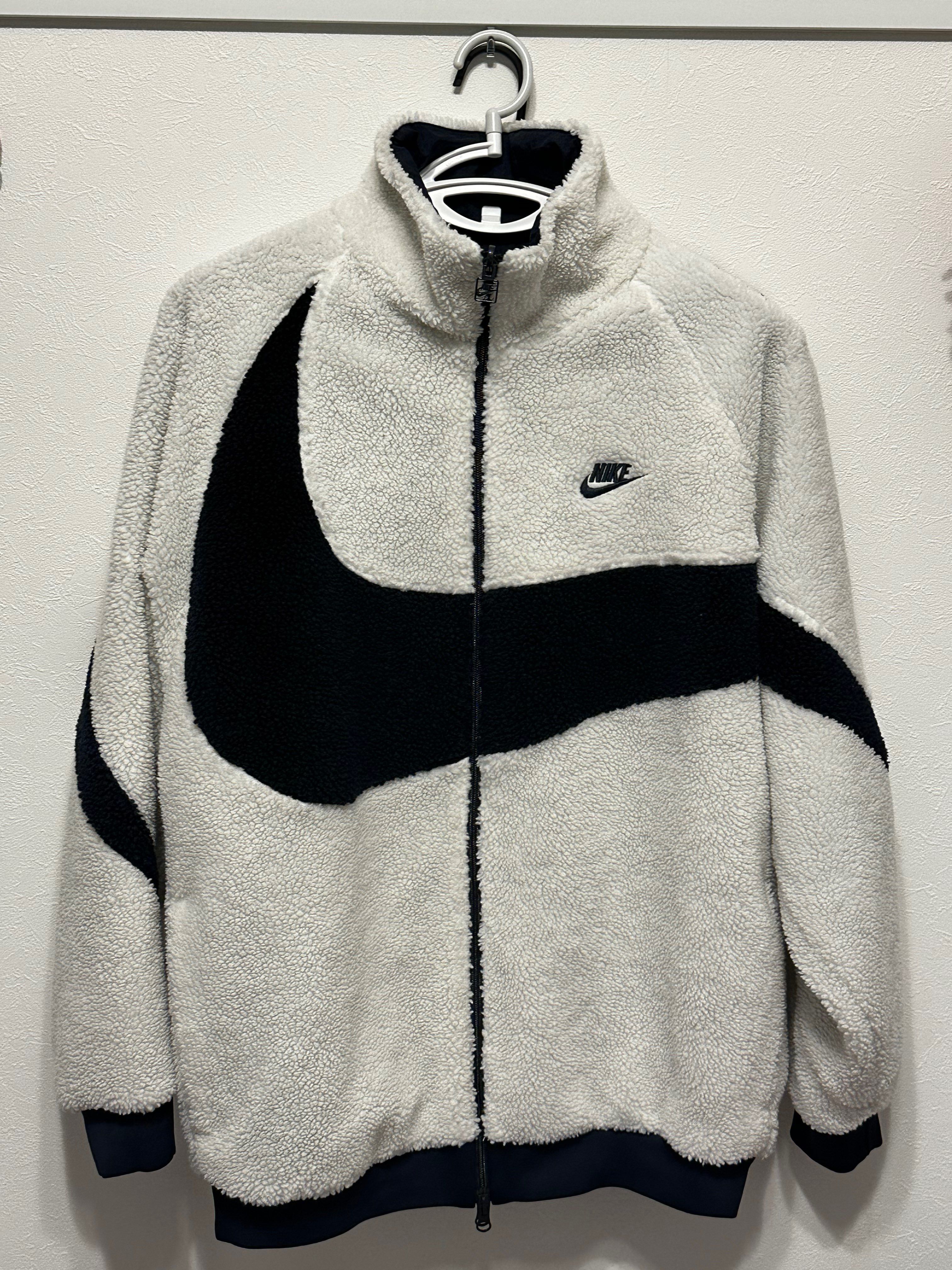 Nike Big Swoosh Reversible Boa Jacket "Sail/Dark Obsidian"