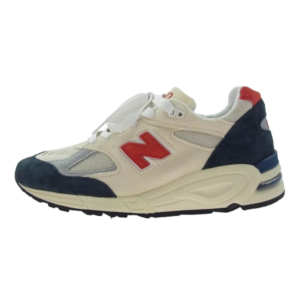 NEW BALANCE ニューバランス スニーカー M990TA2 990V2 Red/White/Navy スエード メッシュ ローカット スニーカー ベージュ系 27.5cm【極上美品】【中古】